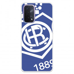 Fundaara Oppo A74 5G del Recre Escudo Fondo Azul - Licencia Oficial Real Club Recreativo de Huelva