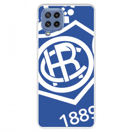 Fundaara Samsung Galaxy M32 del Recre Escudo Fondo Azul - Licencia Oficial Real Club Recreativo de Huelva