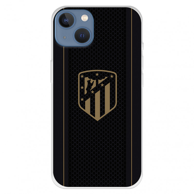 Funda para iPhone 13 del Atleti Escudo Dorado Fondo Negro - Licencia Oficial Atlético de Madrid