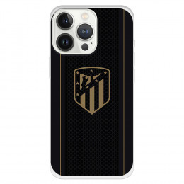 Funda para iPhone 13 Pro del Atleti Escudo Dorado Fondo Negro - Licencia Oficial Atlético de Madrid