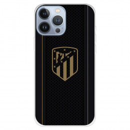 Funda para iPhone 13 Pro Max del Atleti Escudo Dorado Fondo Negro - Licencia Oficial Atlético de Madrid