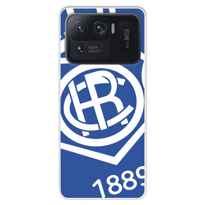 Funda para Xiaomi Mi 11 Ultra del Recre Escudo Fondo Azul - Licencia Oficial Real Club Recreativo de Huelva