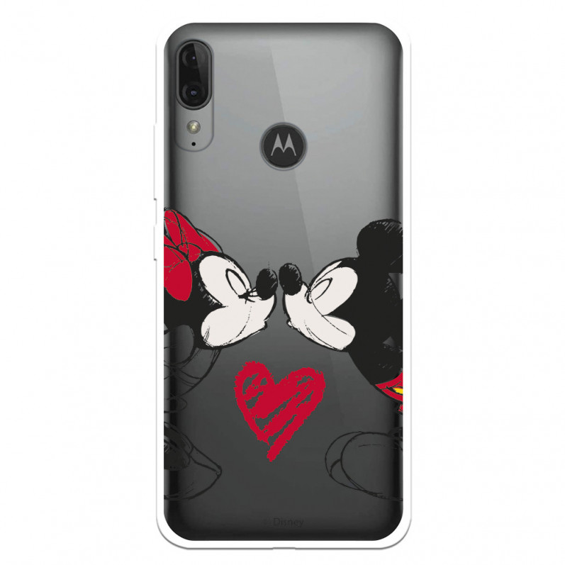 Funda para Motorola Moto E6 Plus Oficial de Disney Mickey y Minnie Beso - Clásicos Disney