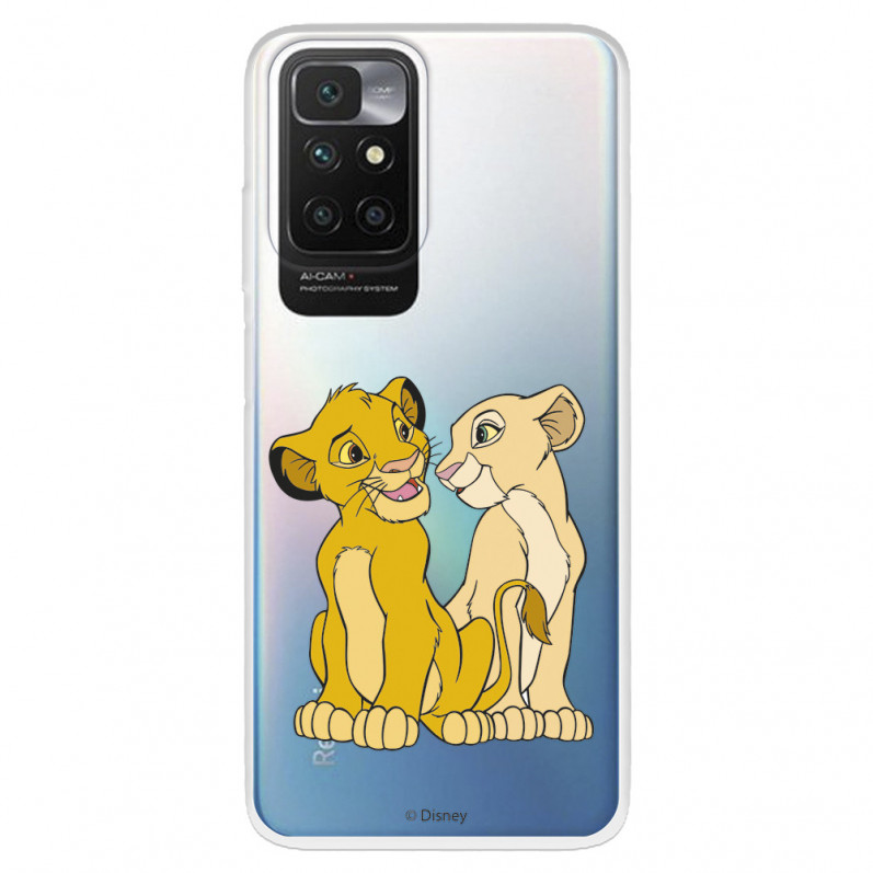 Funda para Xiaomi Redmi 10 Oficial de Disney Simba y Nala Silueta - El Rey León