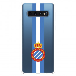 Fundaara Samsung Galaxy S10 Plus del RCD Espanyol Escudo Albiceleste Escudo Albiceleste - Licencia Oficial RCD Espanyol