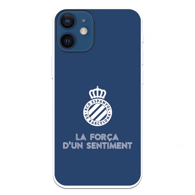 Fundaara iPhone 12 Mini del RCD Espanyol Escudo Fondo Azul Escudo Fondo Azul - Licencia Oficial RCD Espanyol
