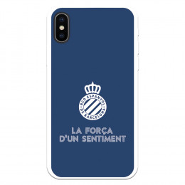 Fundaara iPhone XS del RCD Espanyol Escudo Fondo Azul Escudo Fondo Azul - Licencia Oficial RCD Espanyol