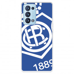 Fundaara Oppo Reno6 Pro del Recre Escudo Fondo Azul - Licencia Oficial Real Club Recreativo de Huelva