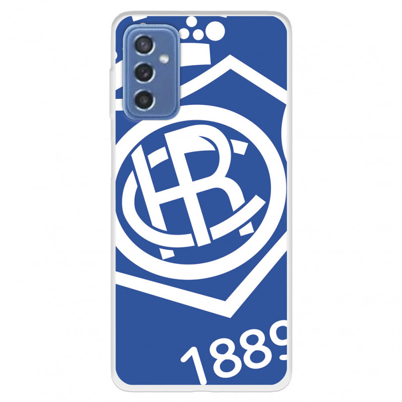 Fundaara Samsung Galaxy M52 5G del Recre Escudo Fondo Azul - Licencia Oficial Real Club Recreativo de Huelva