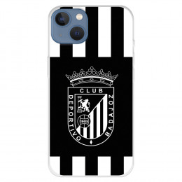 Funda para iPhone 13 del Badajoz Fondo Rayas Blanquinegras - Licencia Oficial Club Deportivo Badajoz