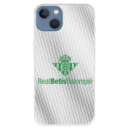 Funda para iPhone 13 del Betis Fondo Trama Blanca - Licencia Oficial Real Betis Balompié