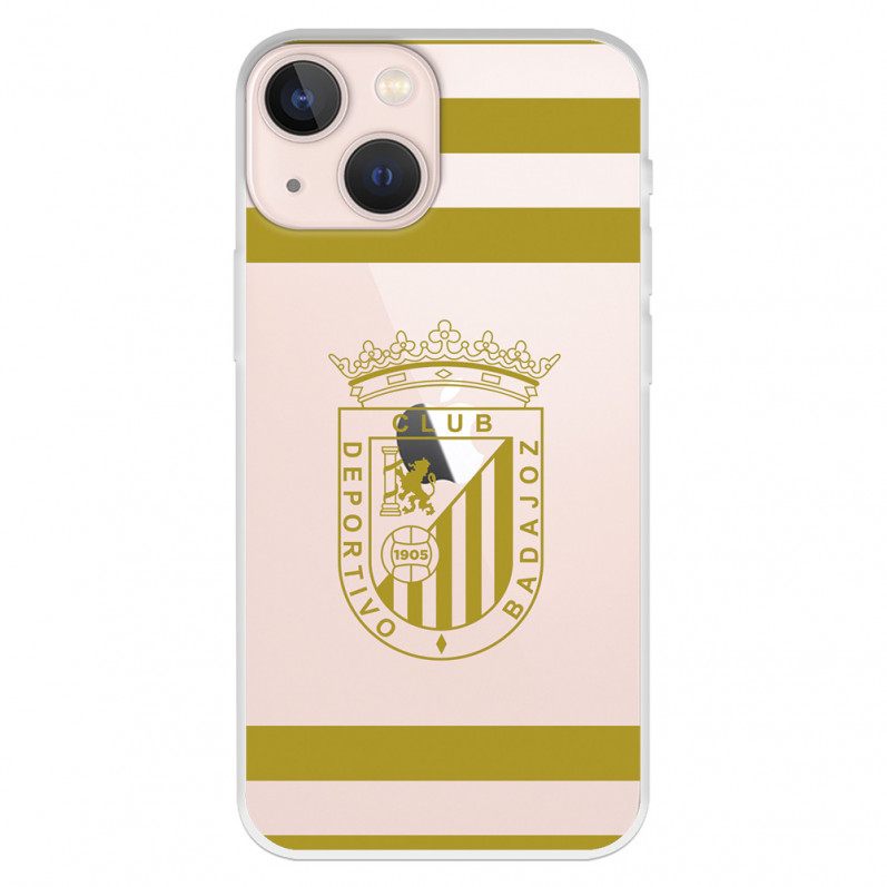 Funda para iPhone 13 Mini del Badajoz Escudo Amarillo Transparente - Licencia Oficial Club Deportivo Badajoz