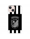 Funda para iPhone 13 Mini del Badajoz Fondo Rayas Blanquinegras - Licencia Oficial Club Deportivo Badajoz