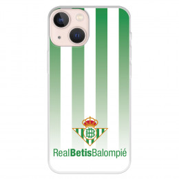 Funda para iPhone 13 Mini del Betis Fondo Rayas Verdiblancas - Licencia Oficial Real Betis Balompié