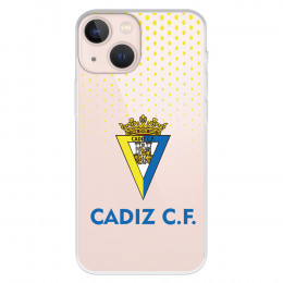 Funda para iPhone 13 Mini del Cádiz Escudo Transparente Puntos Amarillos - Licencia Oficial Cádiz CF