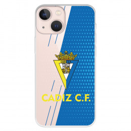Funda para iPhone 13 Mini del Cádiz Fondo Azul y Transparente - Licencia Oficial Cádiz CF