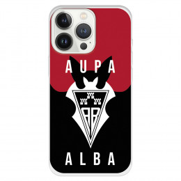 Funda para iPhone 13 Pro del Albacete Escudo Aupa Alba Blanco - Licencia Oficial Albacete Balompié