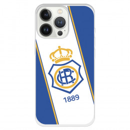 Funda para iPhone 13 Pro del Recre Fondo 1889 Blanquiazul - Licencia Oficial Real Club Recreativo de Huelva