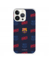 Funda para iPhone 13 Pro del Barcelona Escudo Patrón Rojo y Azul - Licencia Oficial FC Barcelona