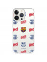 Funda para iPhone 13 Pro del Barcelona Escudo Patron Rojo y Azul Transparente - Licencia Oficial FC Barcelona
