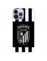 Funda para iPhone 13 Pro Max del Badajoz Fondo Rayas Blanquinegras - Licencia Oficial Club Deportivo Badajoz