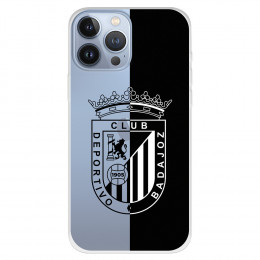 Funda para iPhone 13 Pro Max del Badajoz Escudo Fondo Negro y transparente - Licencia Oficial Club Deportivo Badajoz