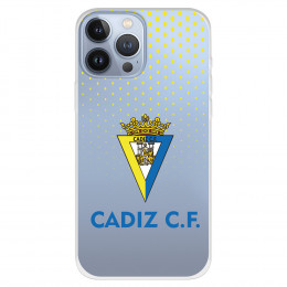 Funda para iPhone 13 Pro Max del Cádiz Escudo Transparente Puntos Amarillos - Licencia Oficial Cádiz CF