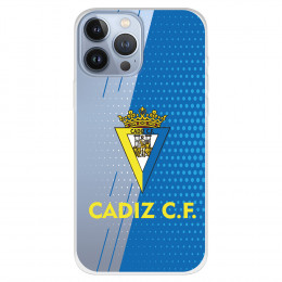Funda para iPhone 13 Pro Max del Cádiz Fondo Azul y Transparente - Licencia Oficial Cádiz CF