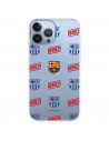 Funda para iPhone 13 Pro Max del Barcelona Escudo Patron Rojo y Azul Transparente - Licencia Oficial FC Barcelona