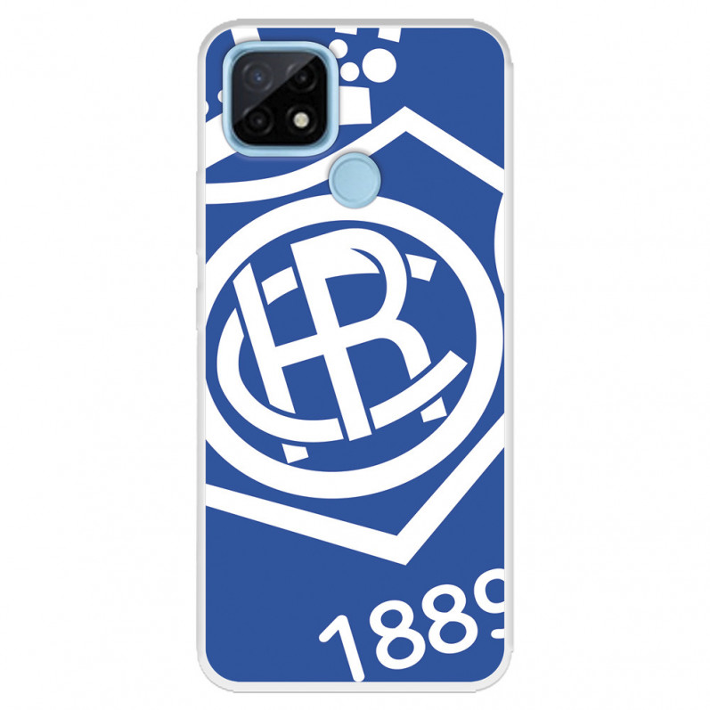 Funda para Realme C21 del Recre Escudo Fondo Azul - Licencia Oficial Real Club Recreativo de Huelva