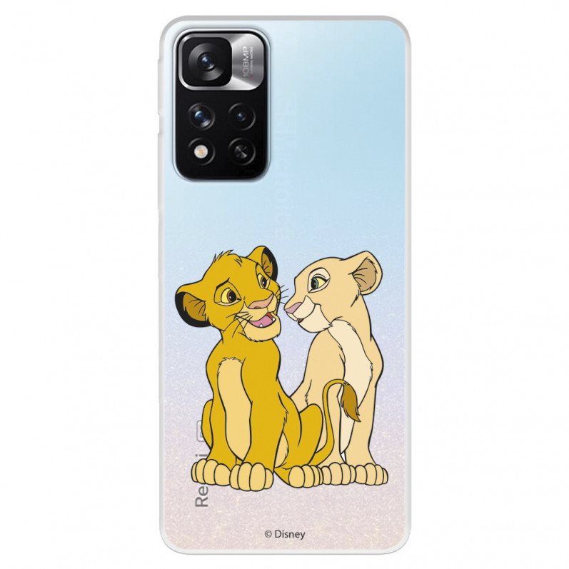 Funda para Xiaomi Redmi Note 11 Oficial de Disney Simba y Nala Silueta - El Rey León