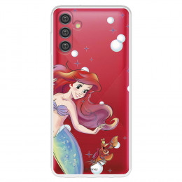 Funda para Samsung Galaxy A13 5G Oficial de Disney Ariel y Sebastián Burbujas - La Sirenita