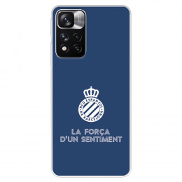 Funda para Xiaomi Redmi Note 11 del RCD Espanyol Escudo Fondo Azul  - Licencia Oficial RCD Espanyol