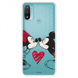 Funda para Motorola Moto E30 Oficial de Disney Mickey y Minnie Beso - Clásicos Disney