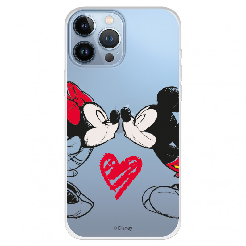 Funda para iPhone 13 Pro Max Oficial de Disney Mickey y Minnie Beso - Clásicos Disney
