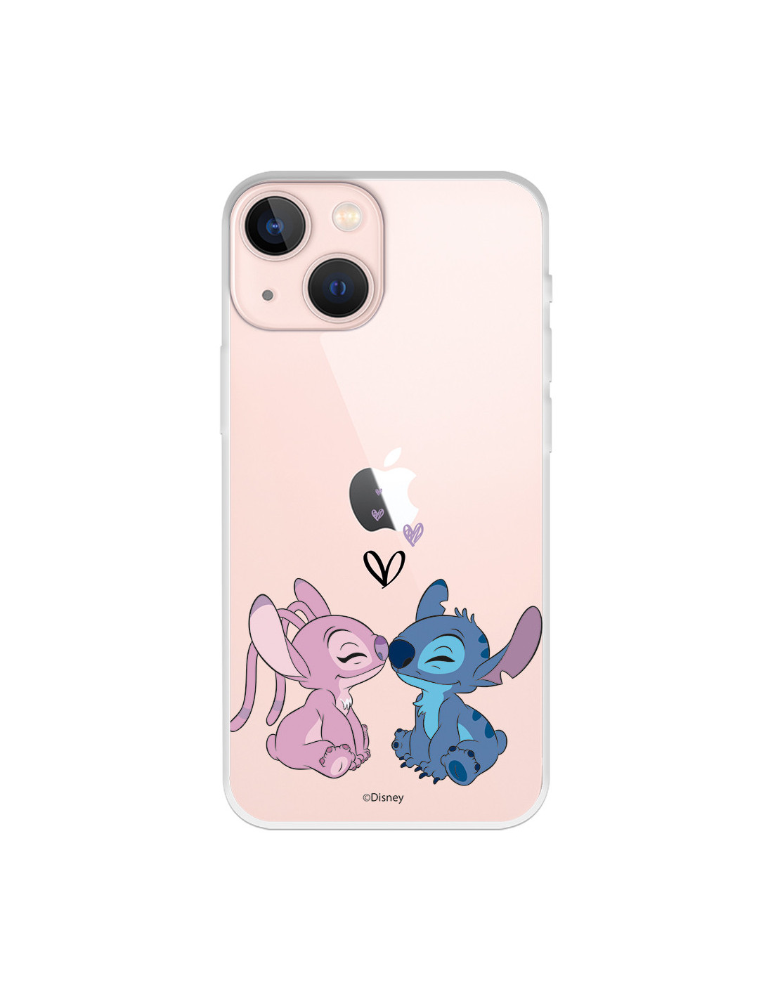 Funda para iPhone 13 Mini Oficial de Disney Angel & Stitch Beso Lilo & Stitch