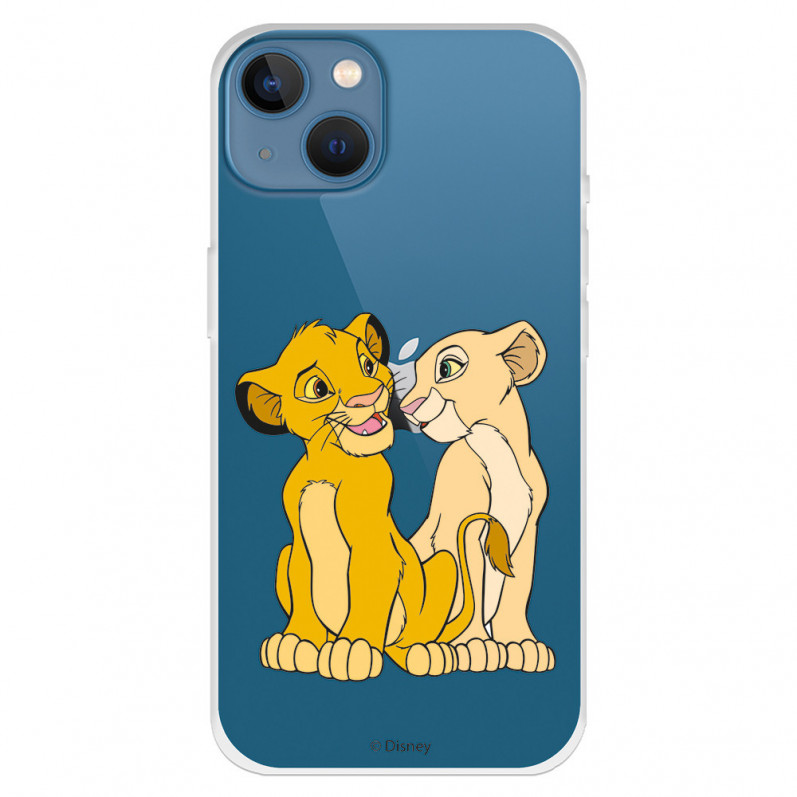 Funda para iPhone 13 Oficial de Disney Simba y Nala Silueta - El Rey León