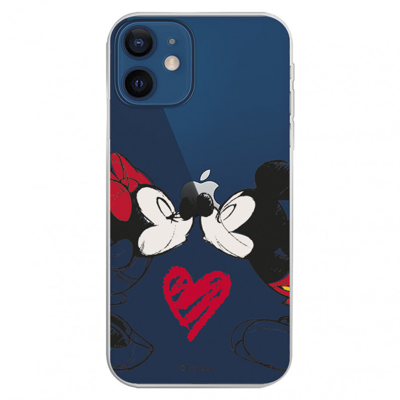 Funda para iPhone 12 Mini Oficial de Disney Mickey y Minnie Beso - Clásicos Disney