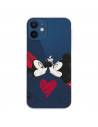 Funda para iPhone 12 Mini Oficial de Disney Mickey y Minnie Beso - Clásicos Disney
