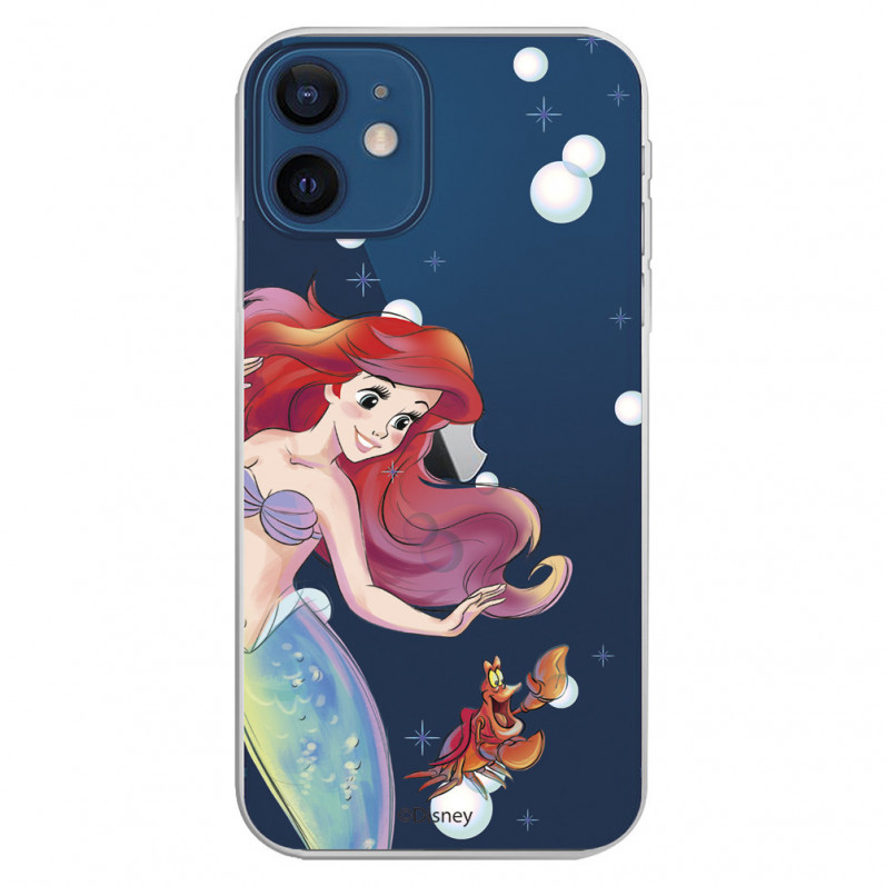 Funda para iPhone 12 Mini Oficial de Disney Ariel y Sebastián Burbujas - La Sirenita