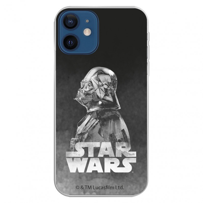 Funda para iPhone 12 Mini Oficial de Star Wars Darth Vader Fondo negro - Star Wars