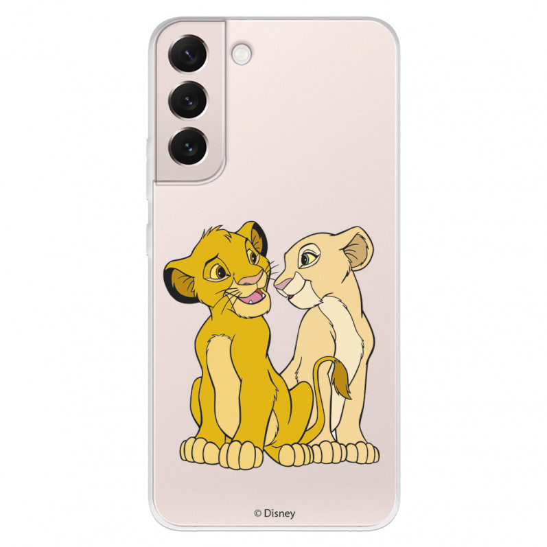 Funda para Samsung Galaxy S22 Oficial de Disney Simba y Nala Silueta - El Rey León