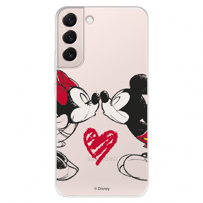 Funda para Samsung Galaxy S22 Oficial de Disney Mickey y Minnie Beso - Clásicos Disney