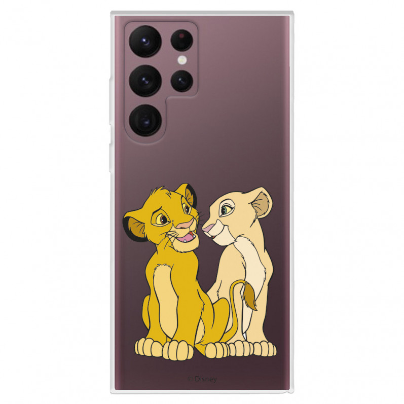 Funda para Samsung Galaxy S22 Ultra Oficial de Disney Simba y Nala Silueta - El Rey León