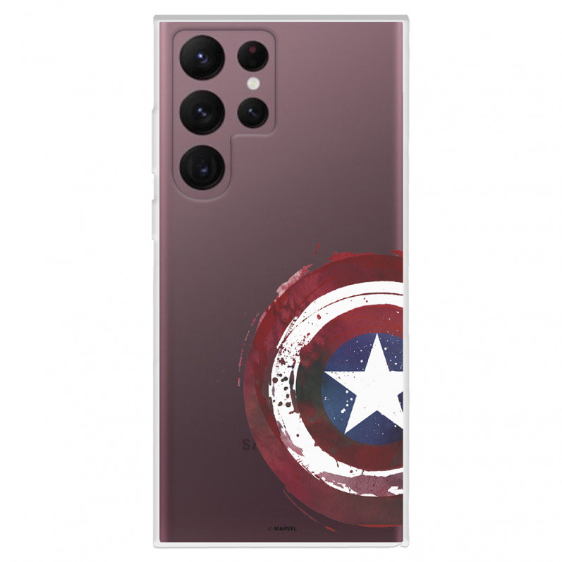 Funda para Samsung Galaxy S22 Ultra Oficial de Marvel Capitán América Escudo Transparente - Marvel