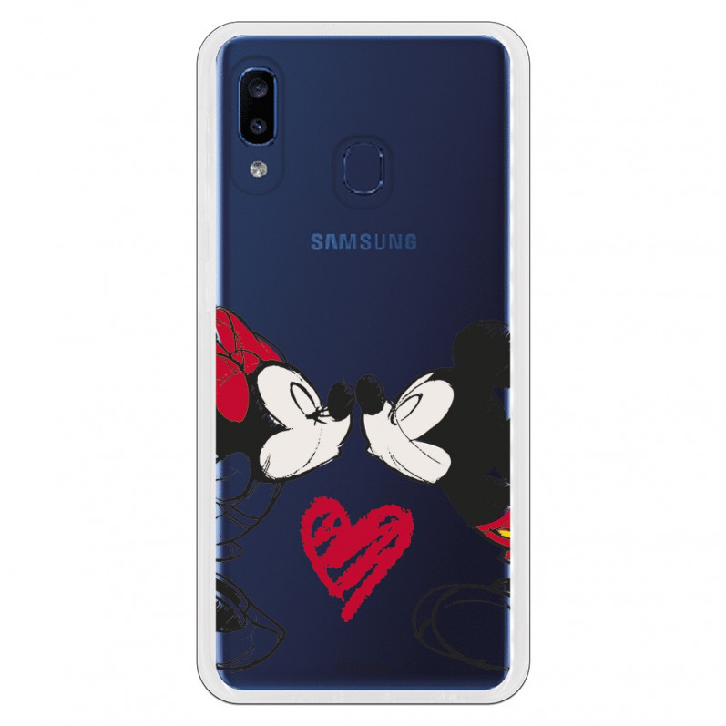 Carcasa Oficial Disney Mikey Y Minnie Beso Clear para Samsung Galaxy A20e- La Casa de las Carcasas