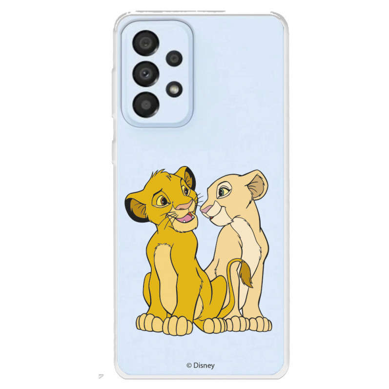 Funda para Samsung Galaxy A33 5G Oficial de Disney Simba y Nala Silueta - El Rey León
