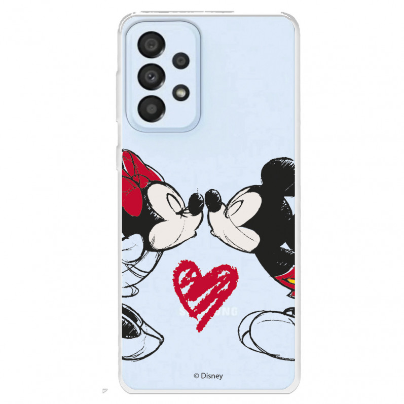Funda para Samsung Galaxy A33 5G Oficial de Disney Mickey y Minnie Beso - Clásicos Disney