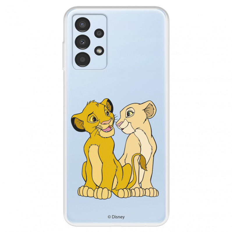 Funda para Samsung Galaxy A13 4G Oficial de Disney Simba y Nala Silueta - El Rey León