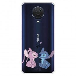Funda para Nokia G10 Oficial de Disney Angel & Stitch Beso - Lilo & Stitch